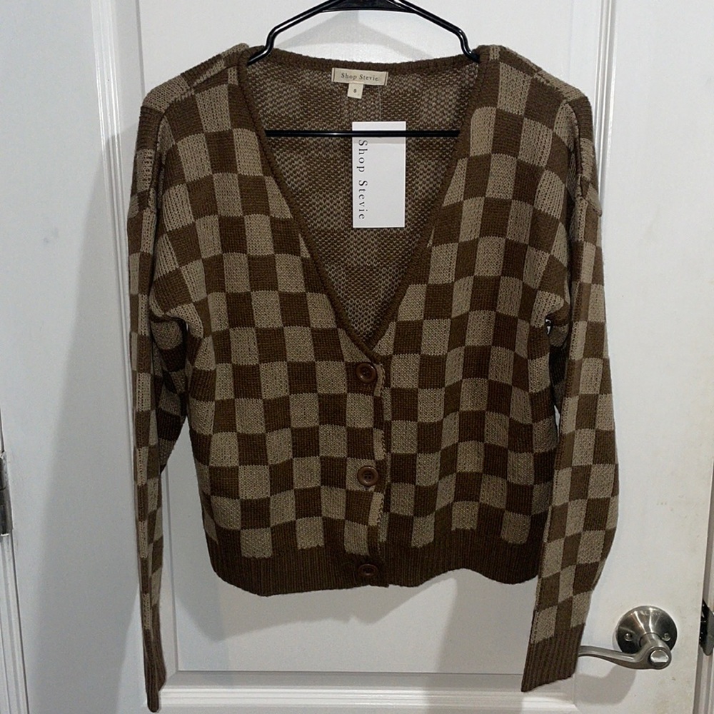 Checkered cardigan
